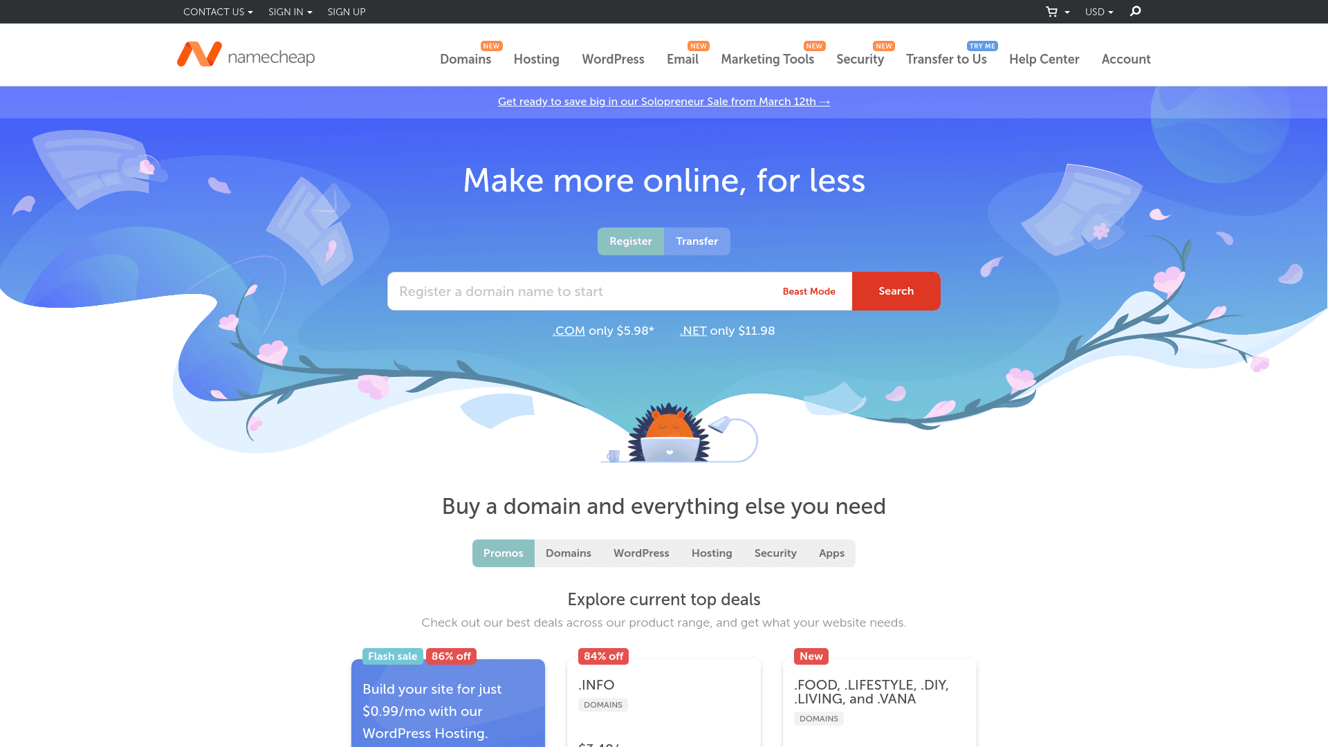 Namecheap screenshot