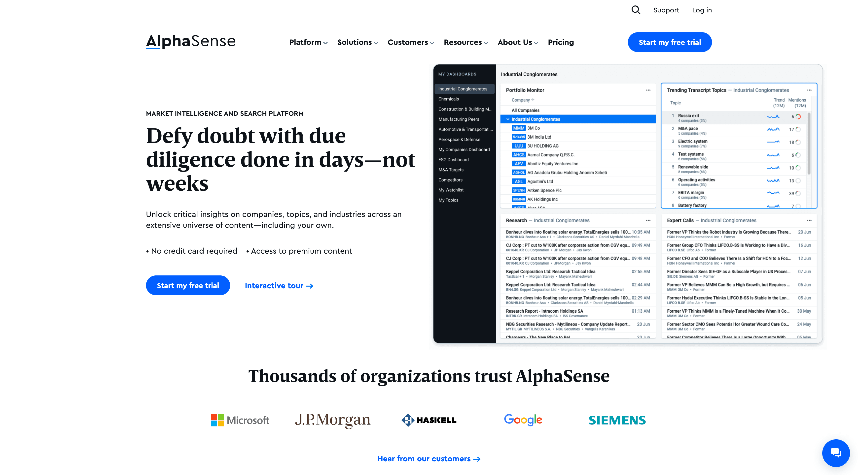 AlphaSense screenshot