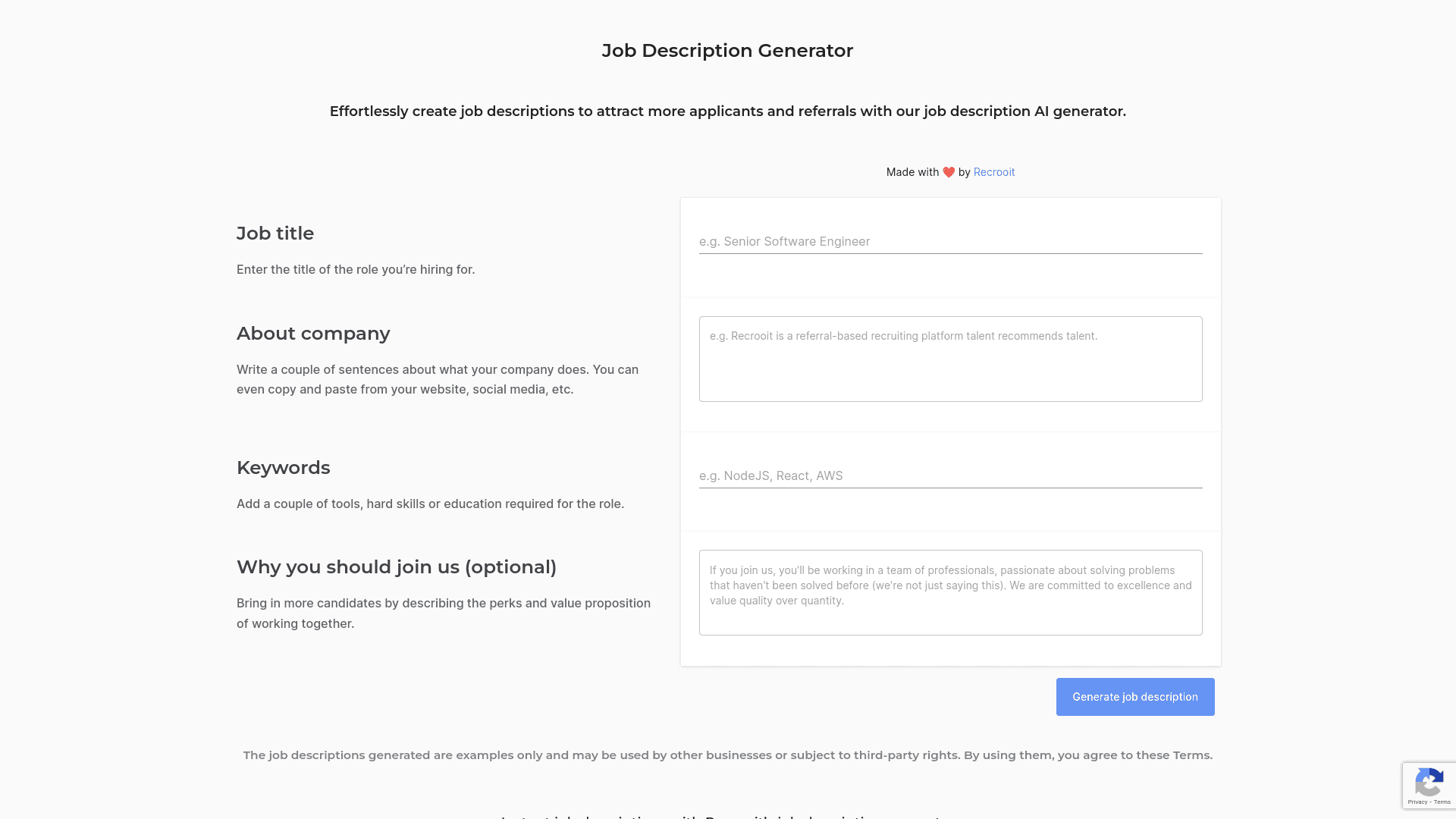 Job Description Generator screenshot