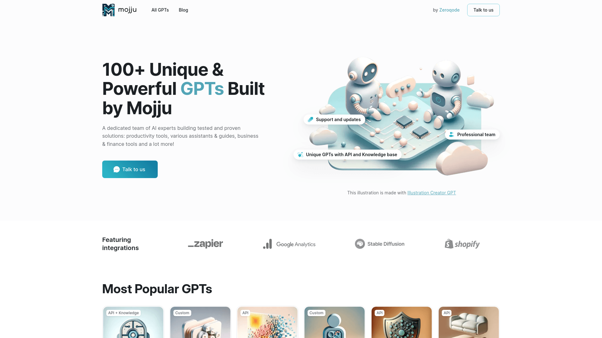 Mojju 100+ Unique Custom GPTs screenshot